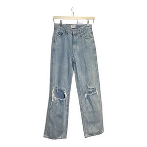 Aritzia Sunday Best High Rise Distressed Light Wash Straight Leg Jeans Size 0